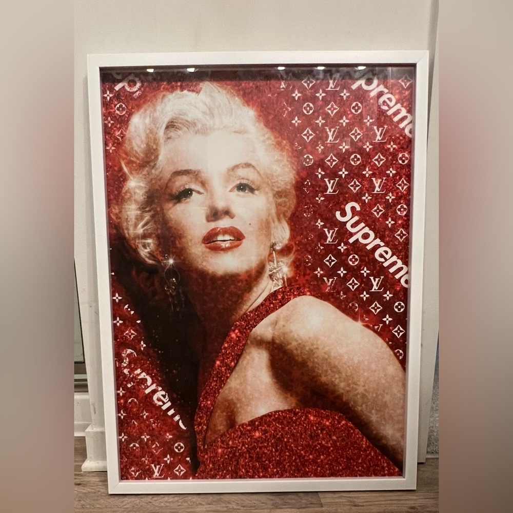 Marilyn Monroe LV Supreme Artwork in White Frame